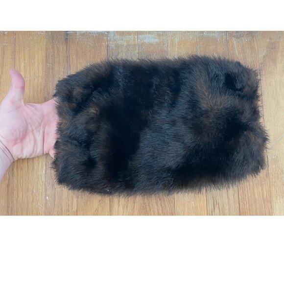 Vintage Fur Muff Winter Hand Warmer 1990s Brown Faux Fur Winter Accessory Women - Picture 3 of 4
